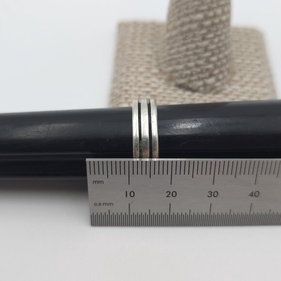 Size 9.5 Sterling Silver Double Line Solid Unisex Ring A1652 - Picture 6 of 7